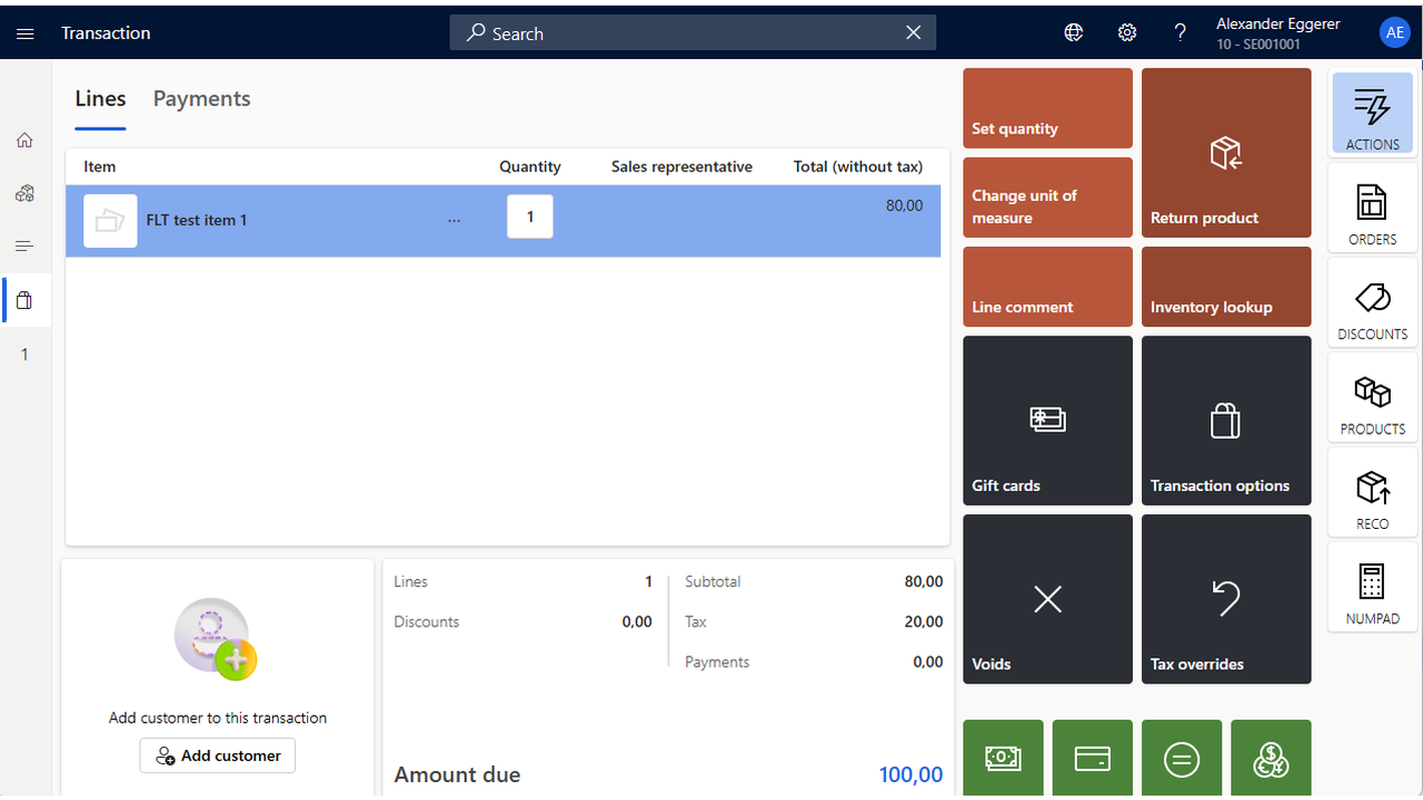 Store Commerce transaction with Sweden fiscalization embedded in the standard POS workflow
