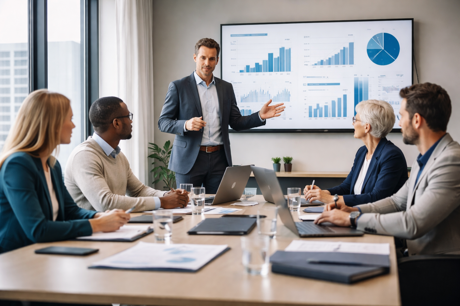 Professional using technology in modern office